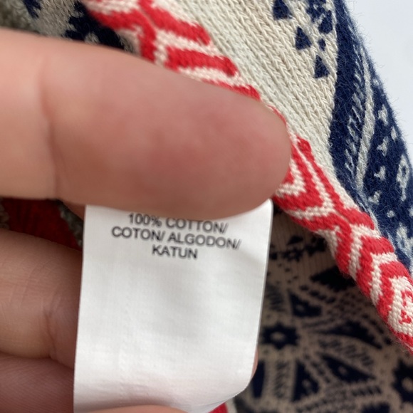 Lucky Lotus by Lucky Brand Open Front Cardigan Womens Sz Large Cream Blue Aztec - Picture 7 of 14